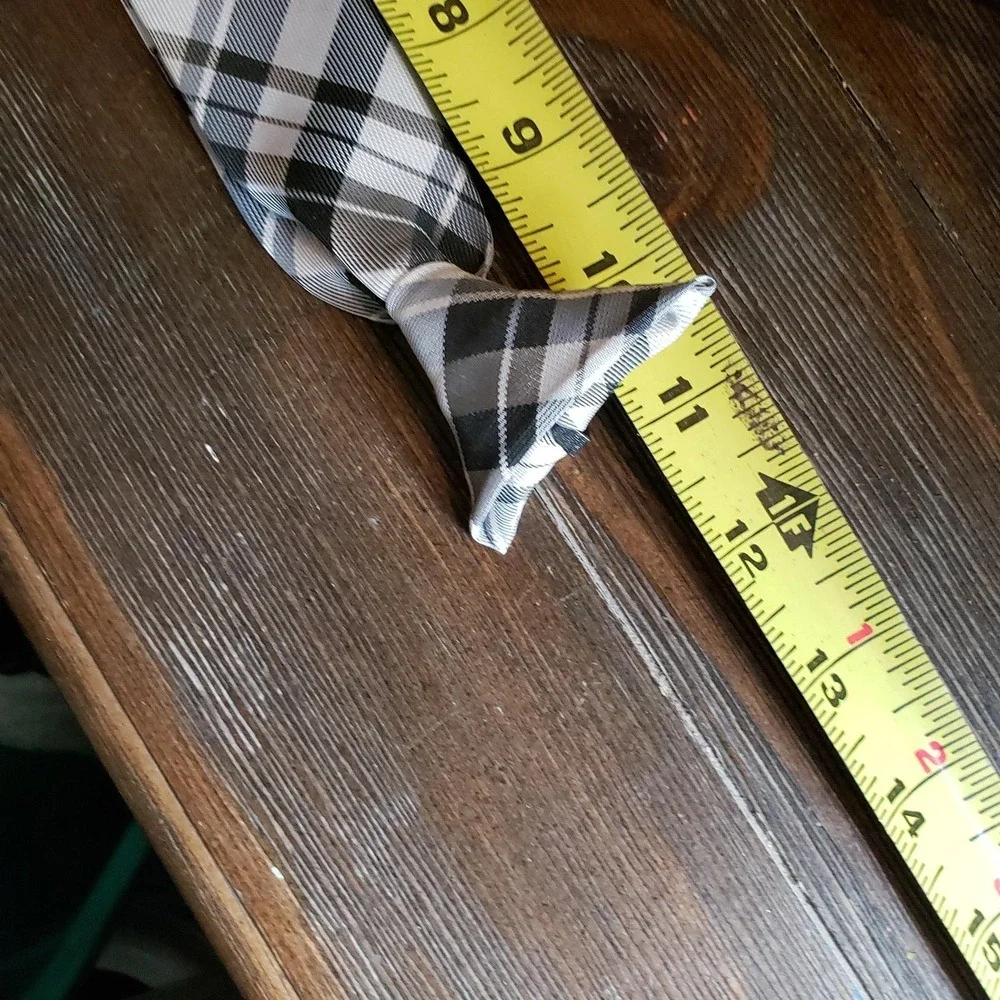Tie Boys One Size Gray Plaid Zipper Neck Tie Polyester Satin Dress Formal